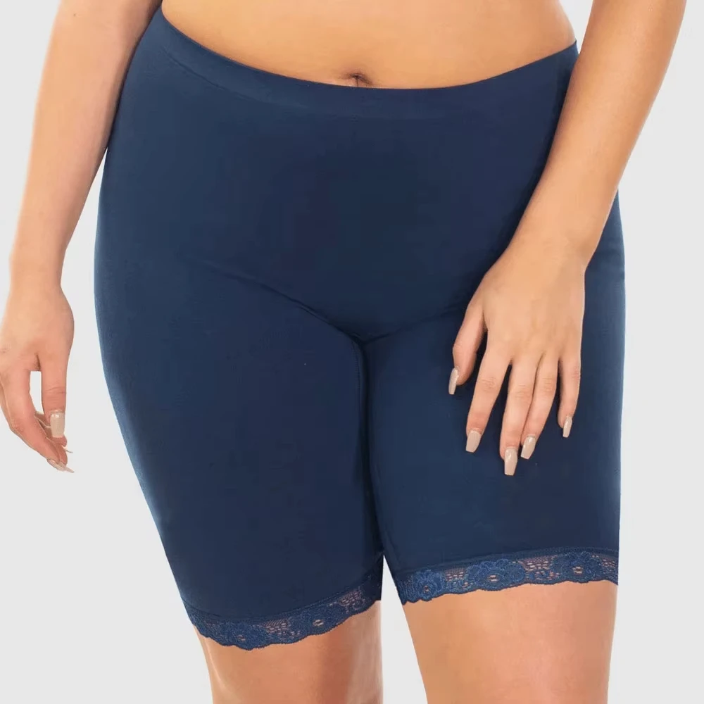 OEM Supply Women's Casual Plus Size Solid Spandex/Nylon Gym Shorts Lightweight for Fitness Yoga Exercise with Elastic Waist