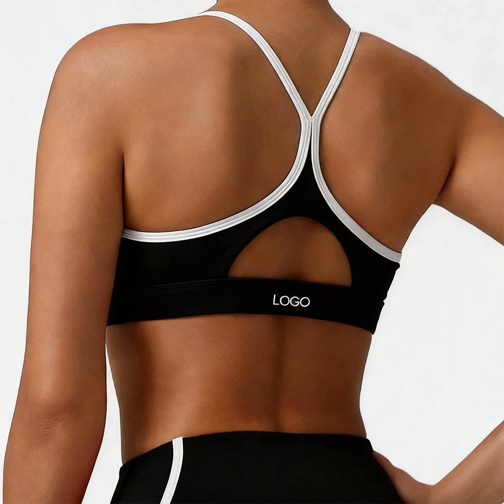 Custom Logo Plus Size Medium for Sports Bra Contrast Trim Y-Back Cutout Yoga Breathable Eco-Friendly Padded Gym Top Private