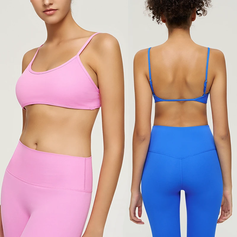 Women 2 Piece Low Impact Support and Leggings Set With Adjustable Shoulder Straps Workout Gym Yoga Set
