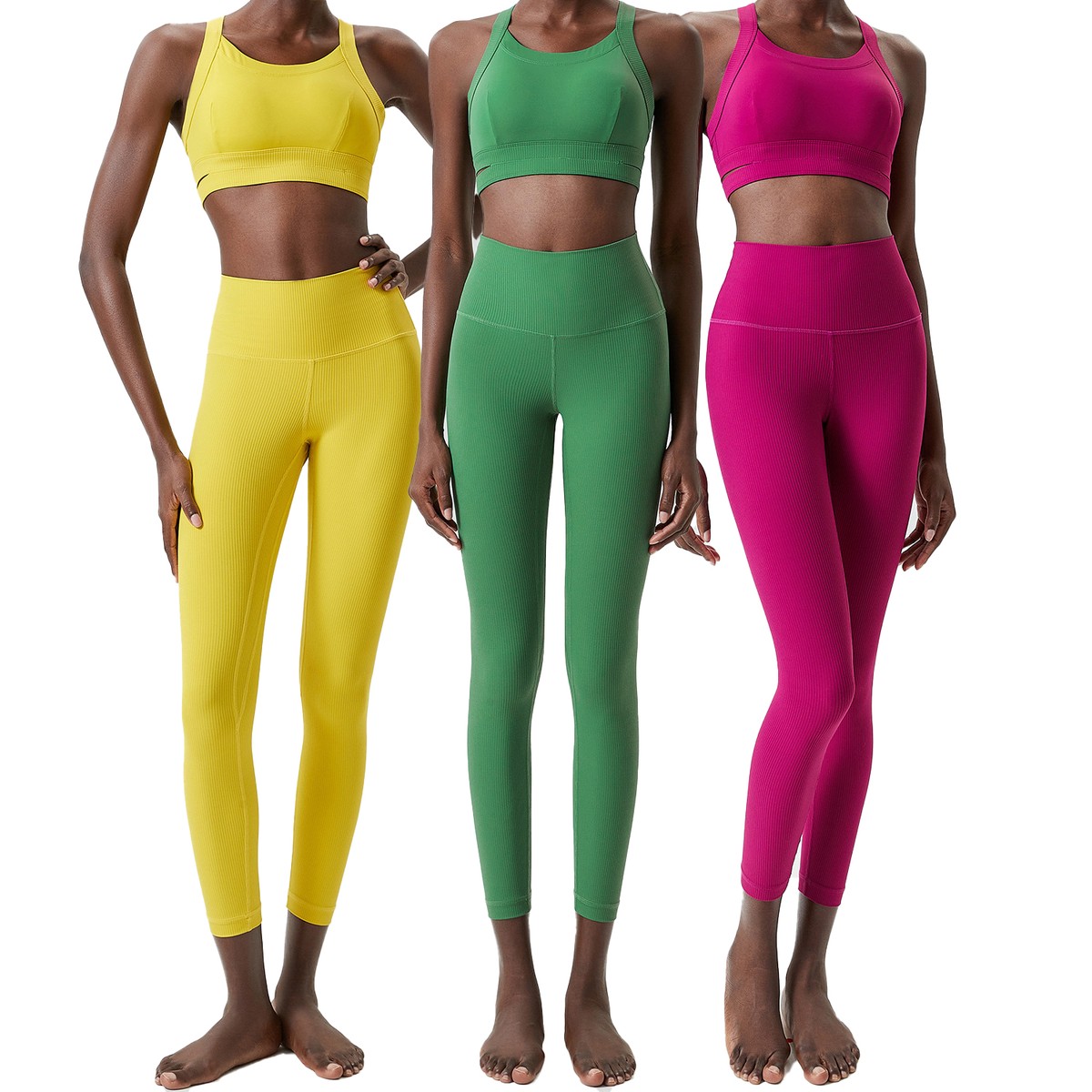 Women's Large Size Summer Cross-Border Yoga Fitness Running Suit High-Strength Shockproof Quick-Drying Two-Piece Top