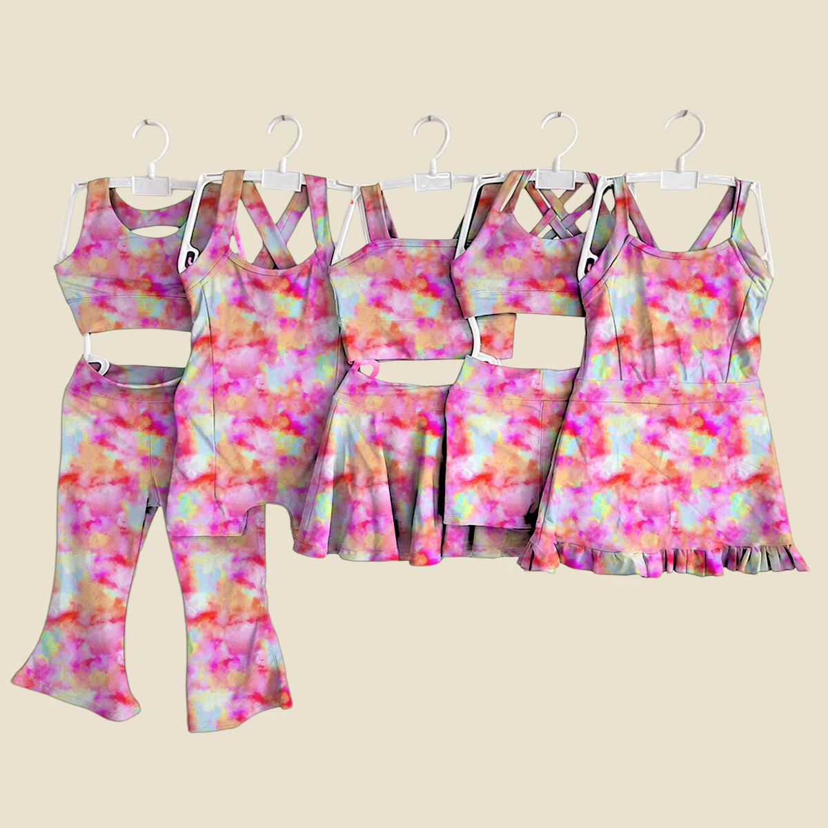 High Quality Two-Piece Active Sports Wear for Girls Flower Printed Bra Shorts with Hollow out Back Design Yoga Set for Children