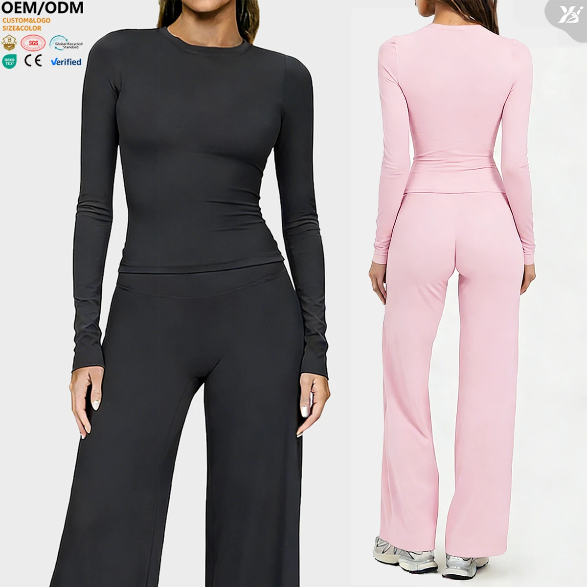 XW-ACX8002-1 Breathable Quick Dry Adult Long Sleeves Solid Nylon Spandex Gym Fitness Sportswear Sample Crew Neck Women Tops