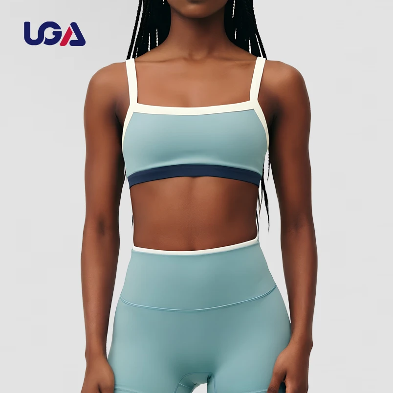 Double Layer Contrast Striped Color Blocking Breathable Plus Size Elastic Waist Workout Sports Women's Yoga Set