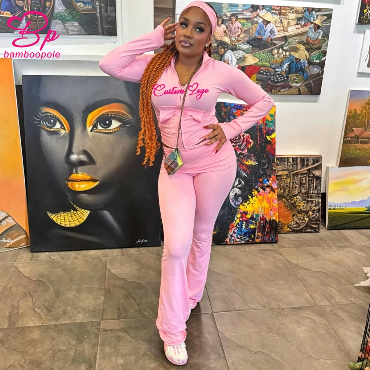 2026 Spring Y2k Yoga Collection Women Clothing Zipper Jacket and Folding Flared Pants Loungewear Women Two Piece Tracksuit Sets
