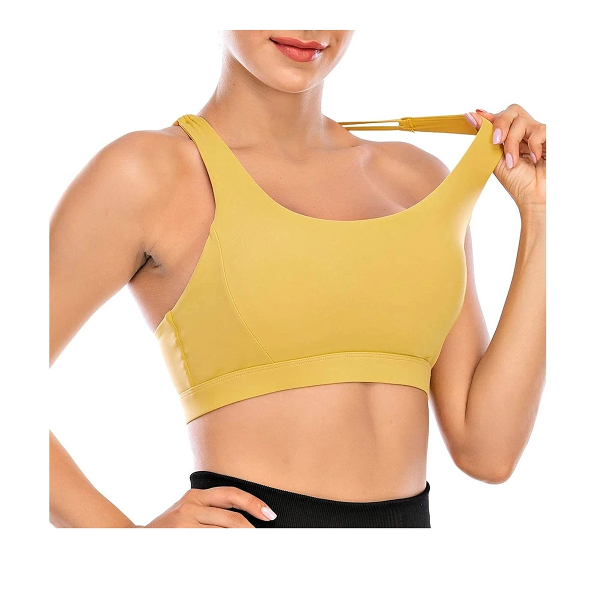 Stylish Women Sports Bra Front Logo Breathable Fabric High Support Eco-Friendly Design Gym Yoga Running Plus Size Quick Dry