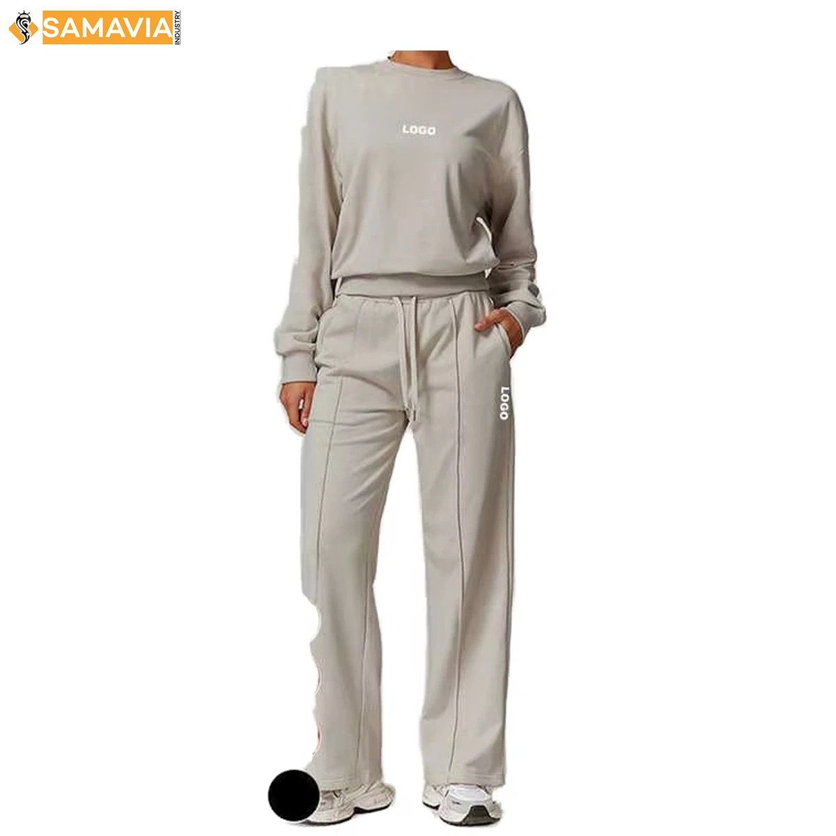 SAMAVIA Customizable Printed V-neck Drawstring Closure Loose Fit Full Sleeve Spandex/Nylon Breathable Quick Dry Tracksuit