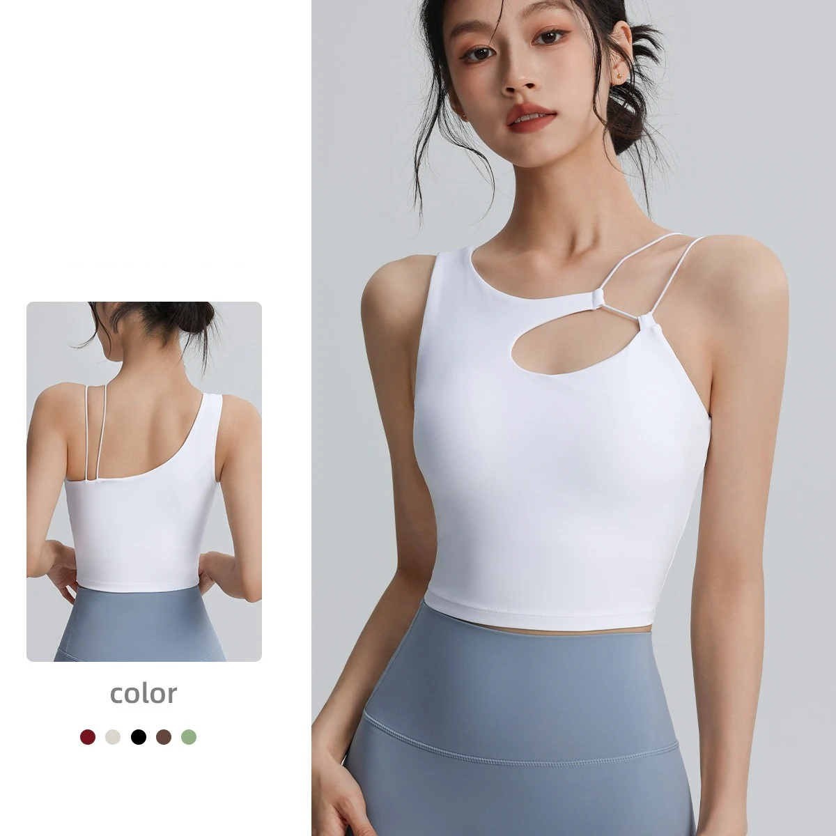 Women's Lightweight Fashion-Designed Yoga Tank Top Breathable Fitness Sport Vest With Foam Cups For Pilates Running Exercise