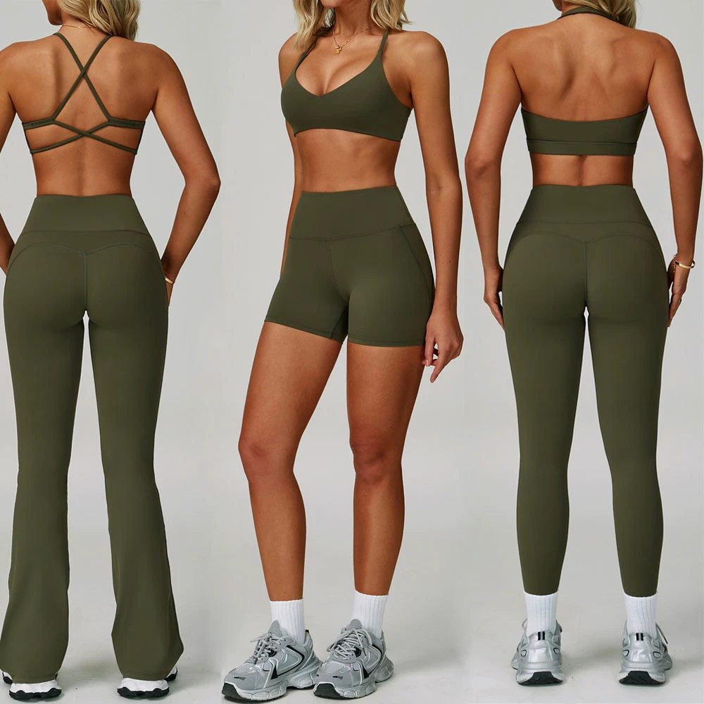 Bnice 3091 Custom Logo Two Piece Yoga Sets Women Yoga Pants Sports Bra For Fitness Gym Wear Sets Workout Flare Leggings Sets
