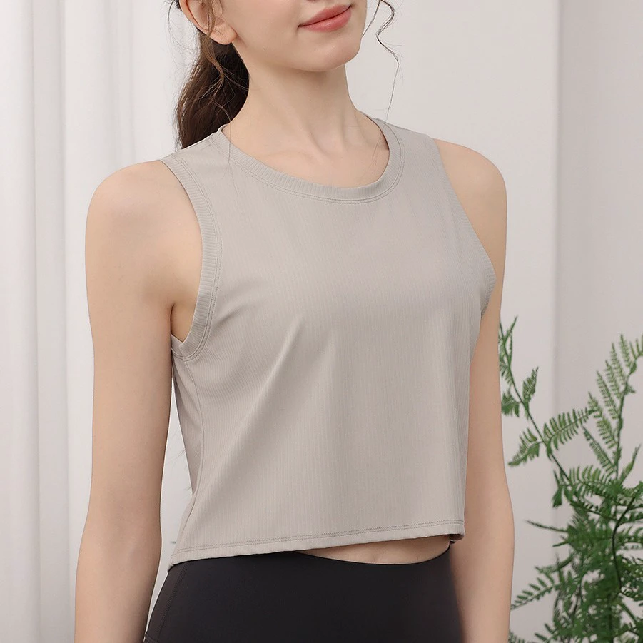 Lulu New Breathable Solid Chunky Spandex/Nylon Short Sleeve Crew Neck Loose-Fit Sports Vest Women's Fitness Yoga Pilates Top