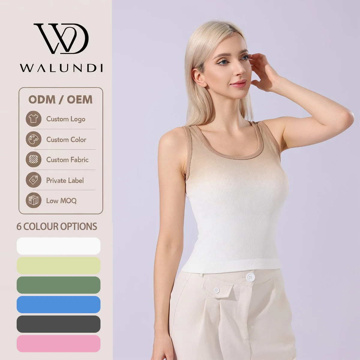 Yoga Top Hot Selling Elegant Gradient Ribbed Sleeveless Women's Knit Vest Lightweight Breathable Seamless Crop Sports Bra