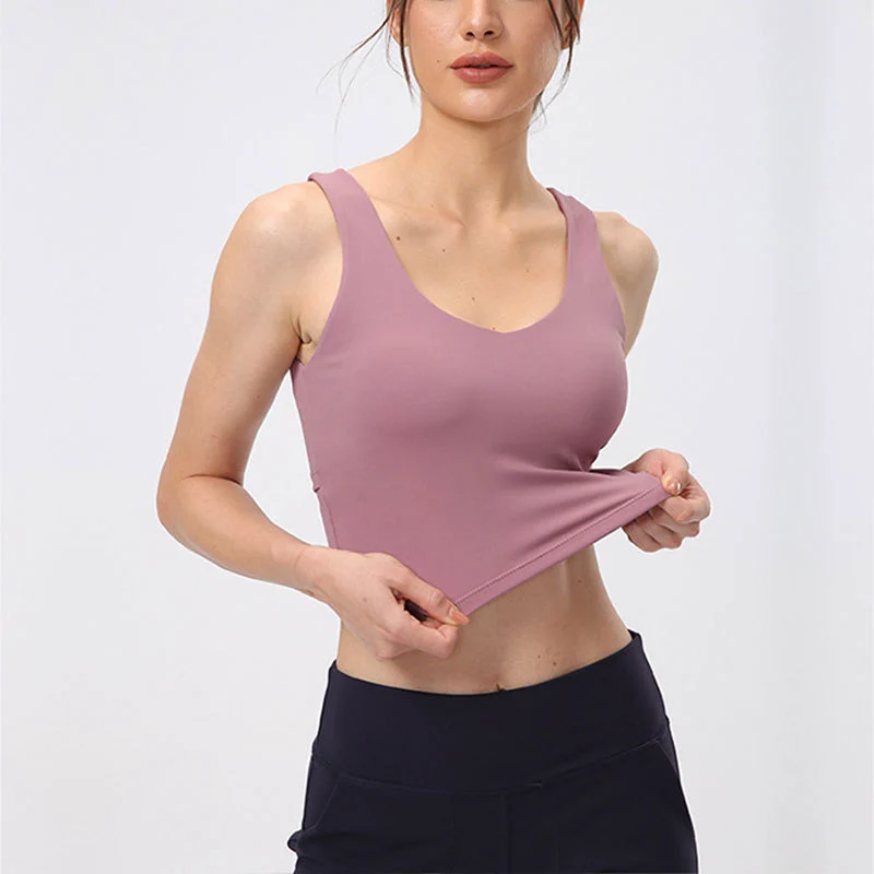 Deep V Yoga Tank Top Women's Cross Back Yoga Dress Women's Fitness Sports Bra