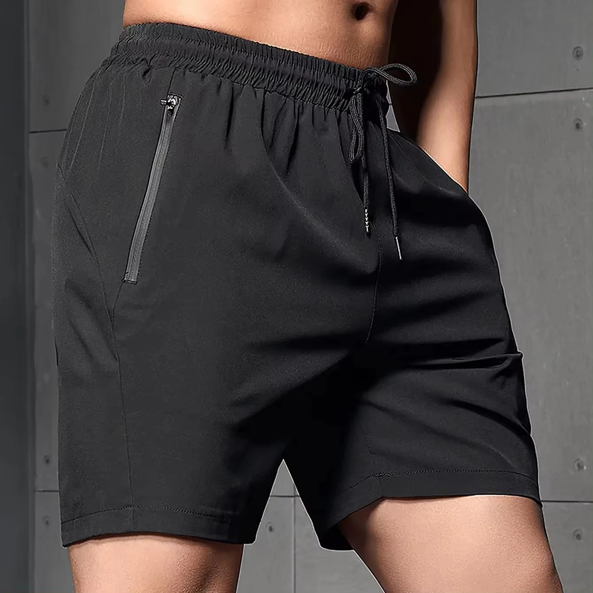 High Quality Athletic Men Zipper Pocket Sports Shorts Hot Polyester Cotton Fitness Jogger Workout Casual Custom Summer Printed