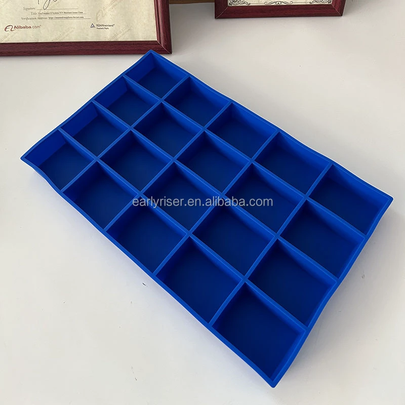 Early Riser 20 Cavity Rectangle Silicone Mold Baking Soap Candy Ice Tray Non-Stick Multipurpose Tool for Cake Biscuit DIY Crafts