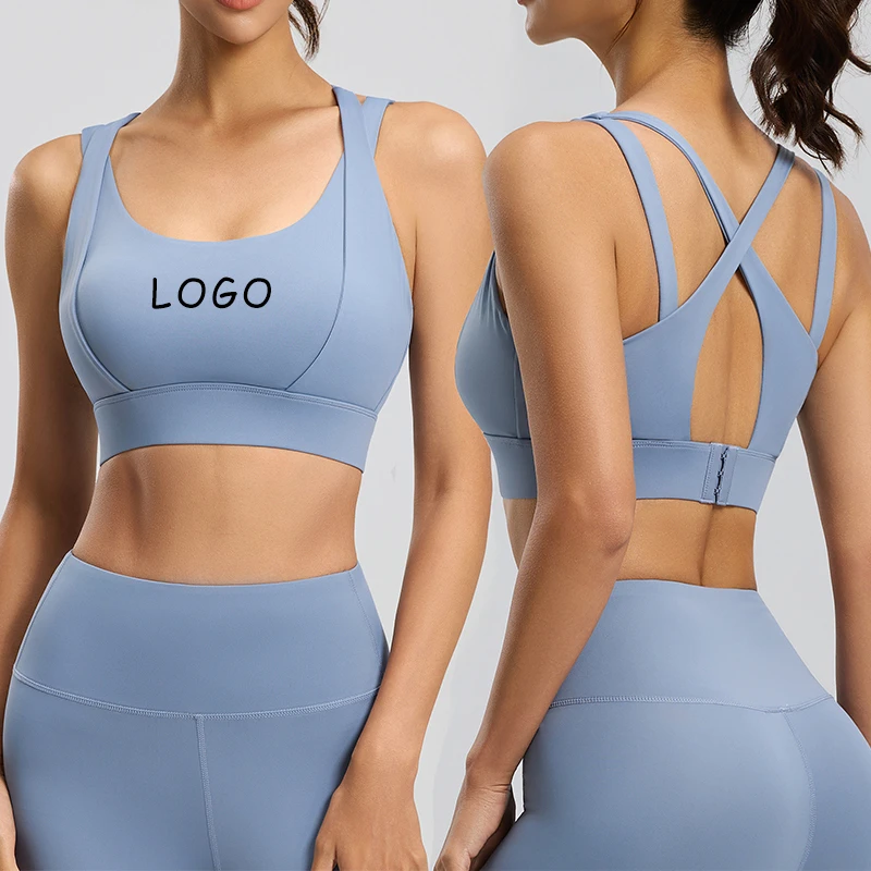 Women's Beautiful Back Design Lightweight Seamed High Support Four-Way Stretch Yoga Sports Bra Plus Size Fitness Leisure Bra