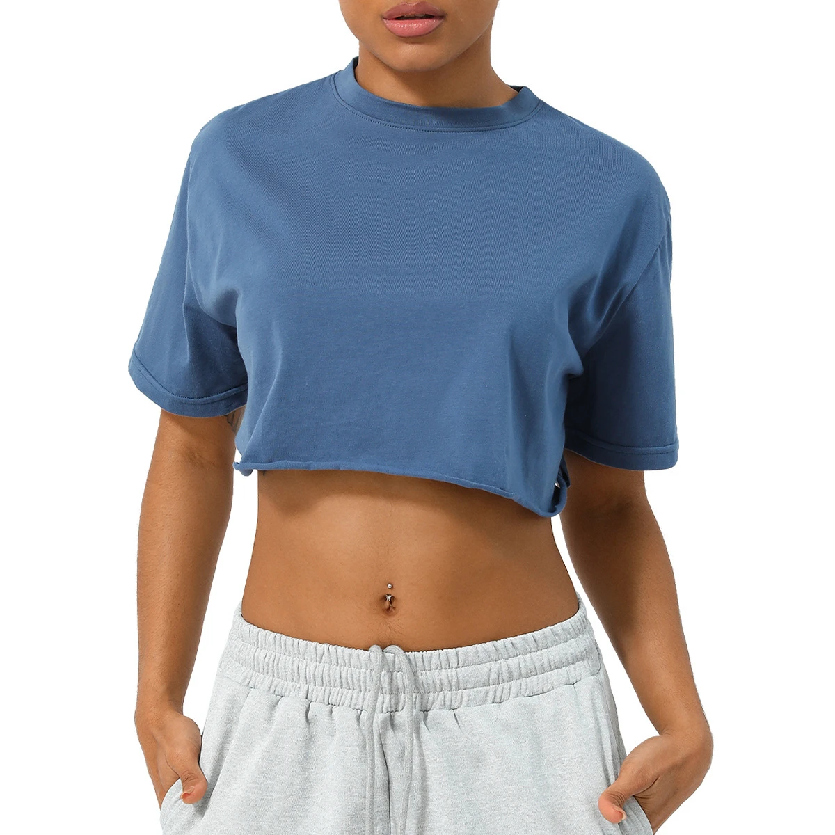 Spring Summer Dance Running Yoga Wear For Women Lightweight Seamless Short Sleeve 100% Cotton Fitness Top Regular Fit Sports