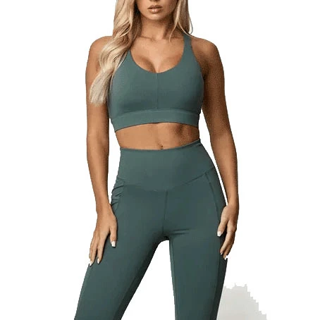 Women Plus Size Seamless Racerback Sports Bra Set Solid Color Yoga Workout Activewear High Support Spandex/Nylon High Front