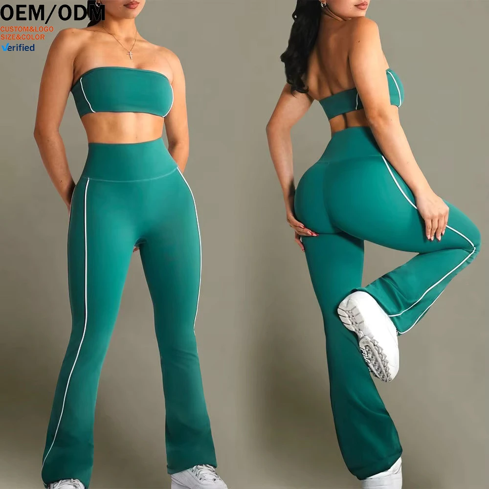 Custom Plus Size 2 Piece Yoga Workout Set Breathable Gym Leggings Scrunch Butt Fitness Solid Pattern Elastic Waist High Waist