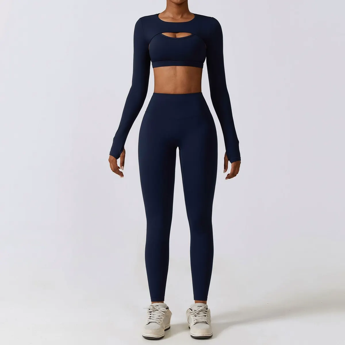 European American Autumn Winter Tight Yoga Clothes Naked Feel Quick-Drying Sports Set Slimming Three-Piece Fitness Suit