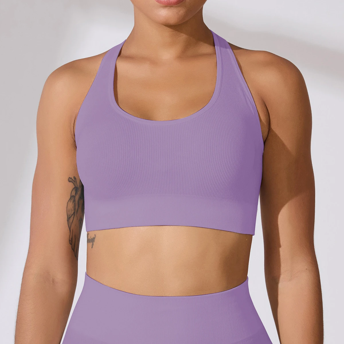 Hot Selling Womens Thin Solid Knitted Wire Free High Intensity Sports Bra Breathable Summer Yoga Bra Fitness Aerobic Workouts