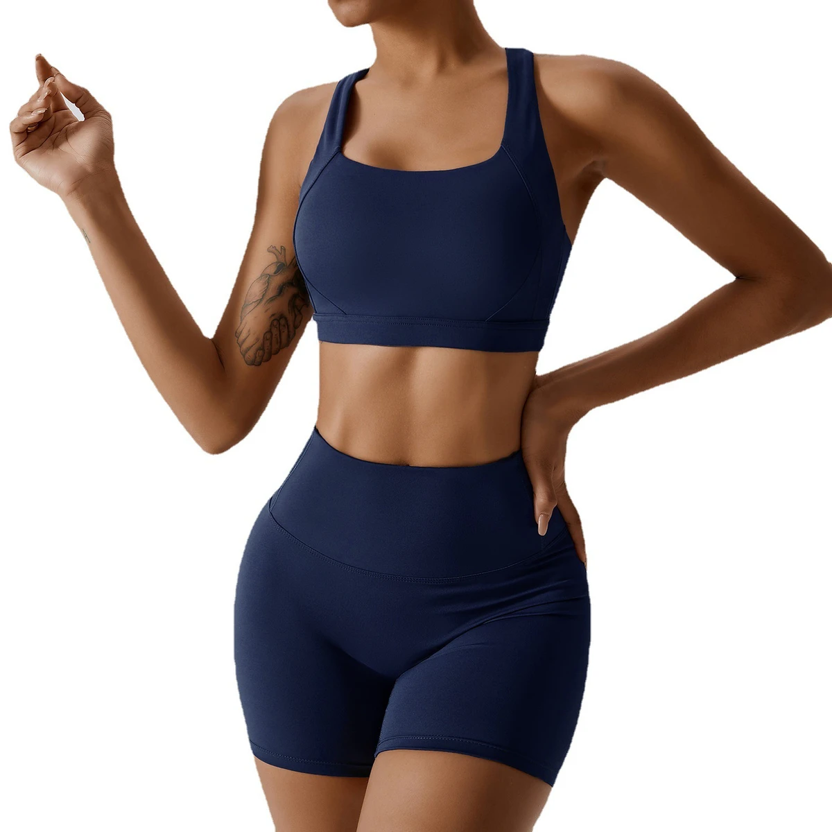 Custom Women's Plus Size Leopard Solid Eco-Friendly Activewear Yoga Set Quick Dry High Waist 3 Piece Sports Bra Leggings Front