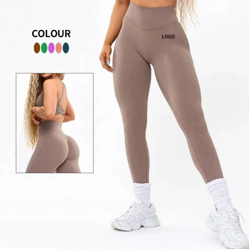 Custom Leggings Soft High Waisted Gym Workout Tight Yoga Pants Fitness V-Shaped Waisted Ass Butt Lifting Yoga Leggings for Women