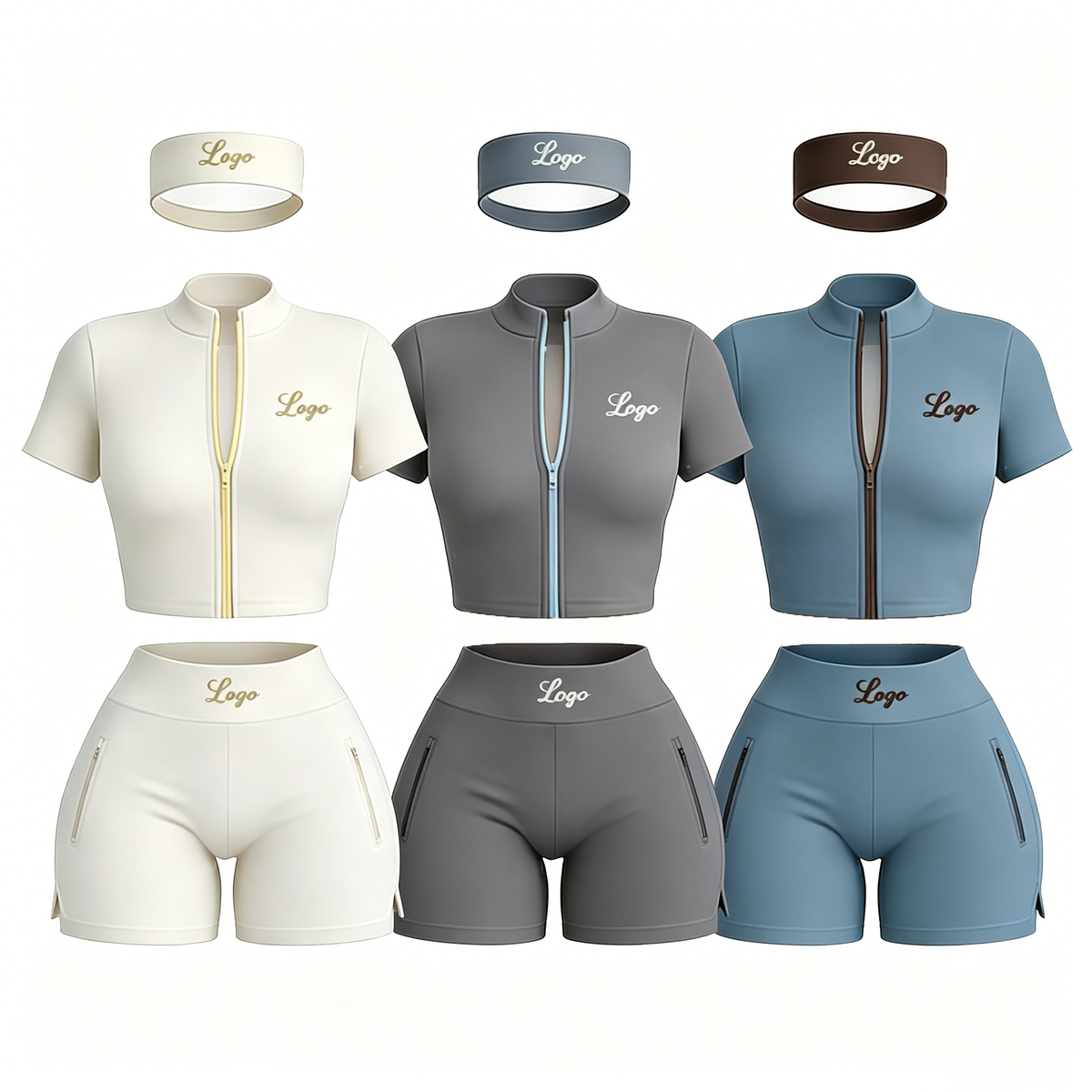 Custom Y2K Yoga Fitness Clothing Set Gym Workout Printed Jacket Casual Two-Piece Shirts Clothing Women Shorts Leggings Set