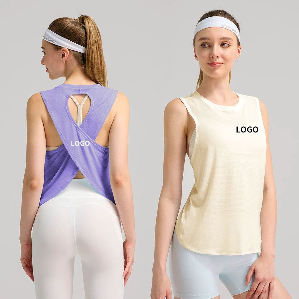 Women's Lightweight Cooling Sports Vest Sleeveless Quick-Dry Yoga Shirt Beautiful Hollow Back Design Front Breathable Fitness