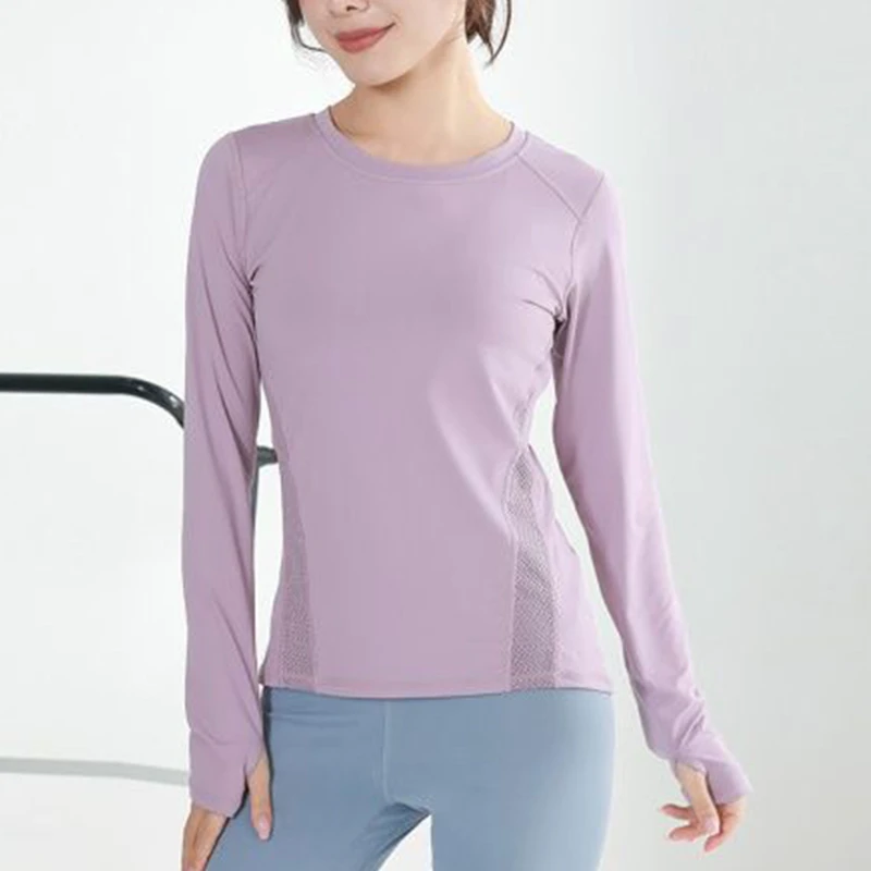 Women Long Sleeve Shirt Mesh Athletic Quick Dry Gym Wear Yoga Top