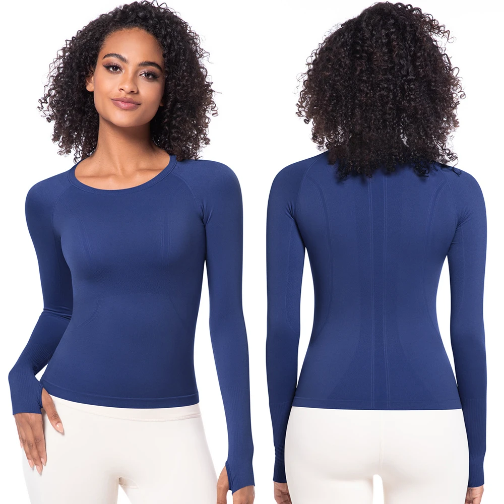 DTL-6680 Women's Yoga Seamless Quick-drying Top for Slim Fitness Breathable Yoga Long-sleeved