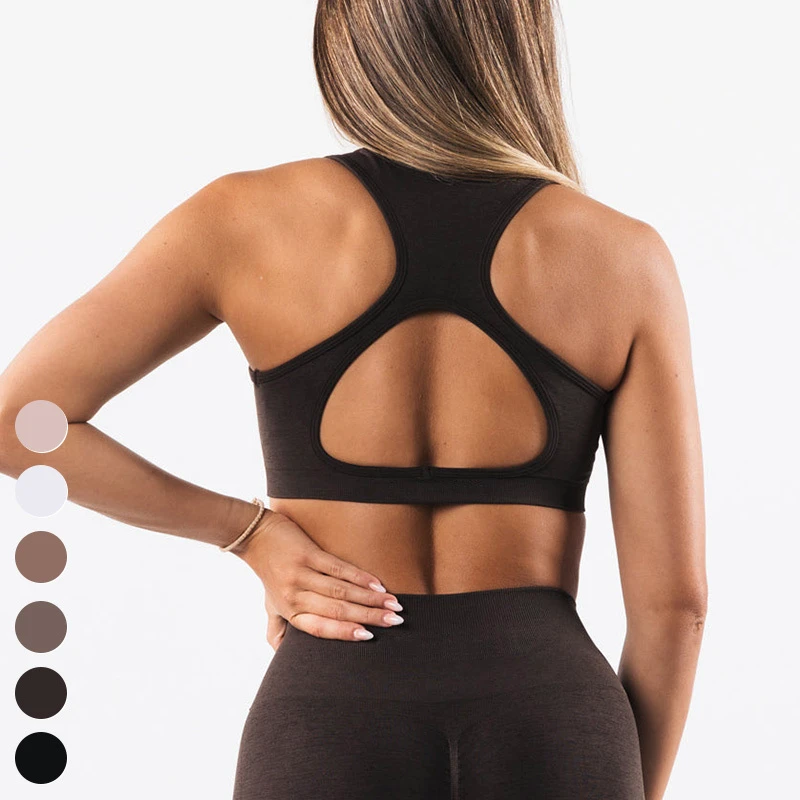 Ladies Running Clothing High Quality Breathable Underwear Racer Back Medium Impact Sports Bra Seamless Yoga Top Sports Bra Women