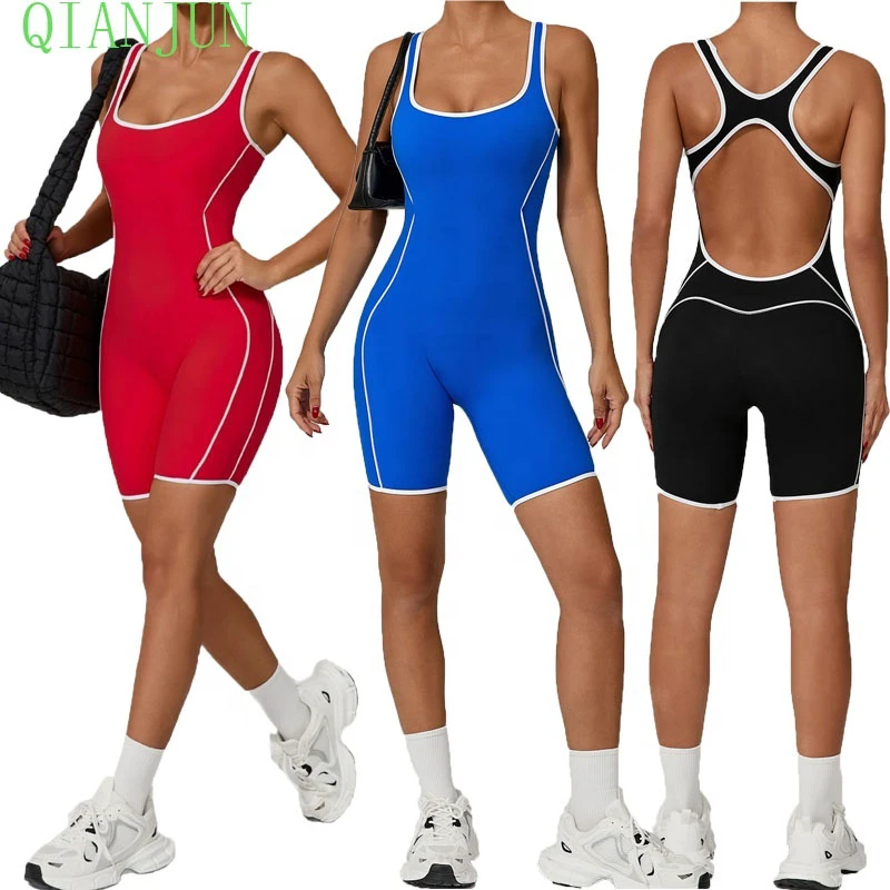 Custom Logo Women's Sexy Backless Sleeveless Exercise Yoga Clothes Gym Fitness Sports Shape The Body One Piece Yoga Clothes
