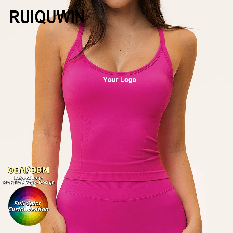 RUIQUWIN Wholesale Women's Quick-Dry Sports Bra Breathable Cross-Back Yoga Top with High Support for Outdoor Running Vest