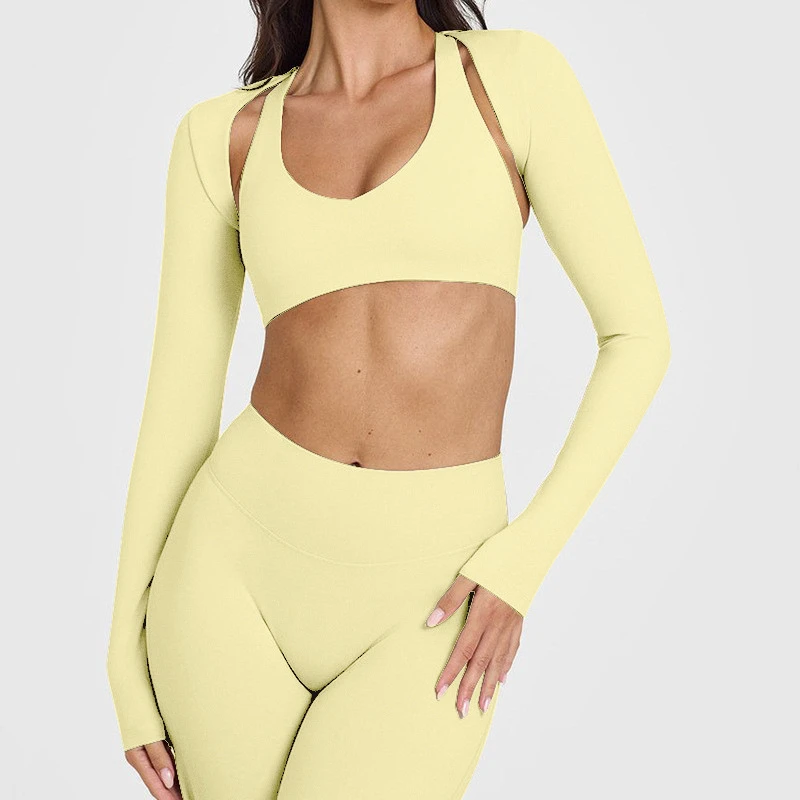 Women's Sports Fitness Long Sleeved Shawl Elastic Skin Friendly Yoga Fitness Cardigan Top