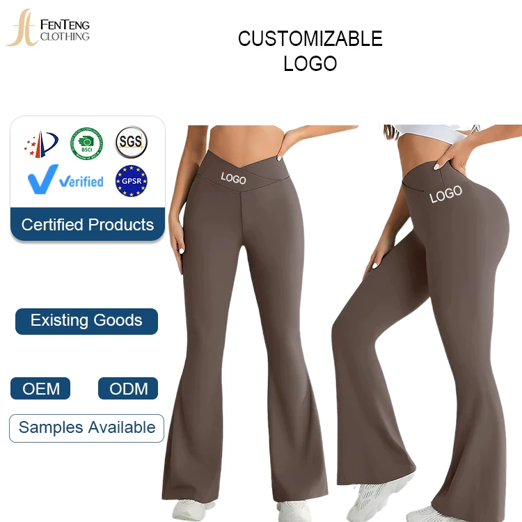 Under Lulu Custom Hot Sale Naked Feeling Yoga Pants Micro Flared Cross Waist Quick-drying Elastic Peach Butt Spandex/Nylon