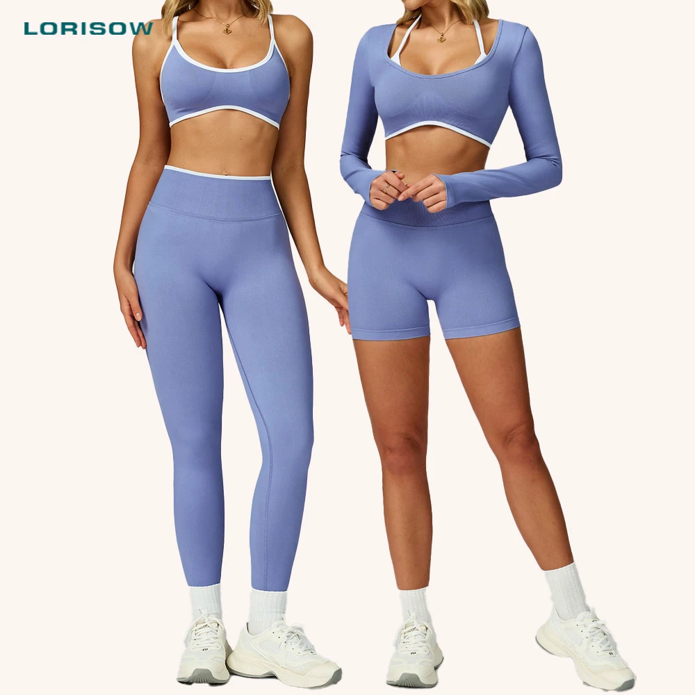 Wholesale 5 Piece Seamless Women Yoga Wear Set Custom Activewear Manufacturers Workout Clothing Running Sports Gym Fitness Set
