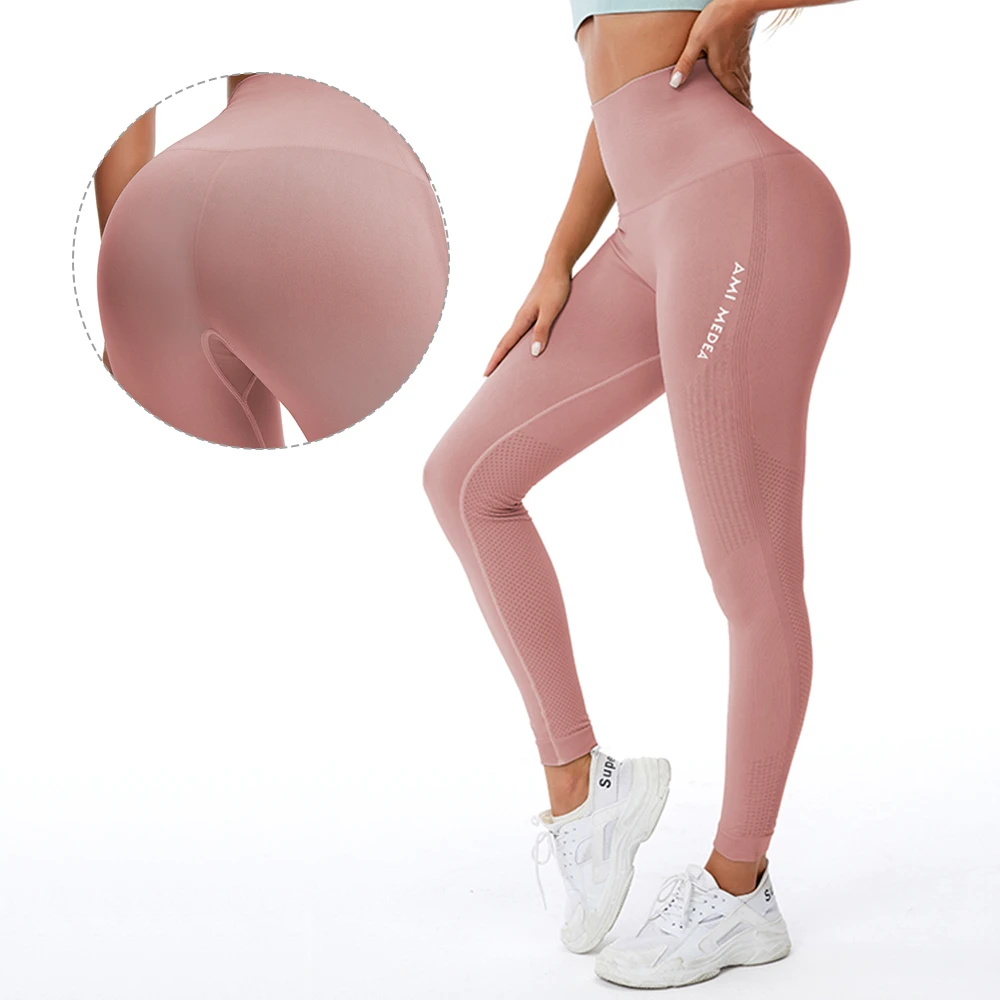 Breathable Nylon Spandex Active Stretch Women Leggings Running Fitness Sports Tight Pants Slimming High Elastic Yoga Pants