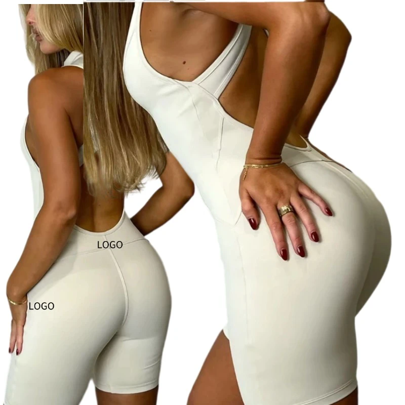 2024 Summer Custom Gym Fitness Set One Piece Yoga Wear Front Zipper Sportswear One Piece Women Plus Size Jumpsuit And Rompers