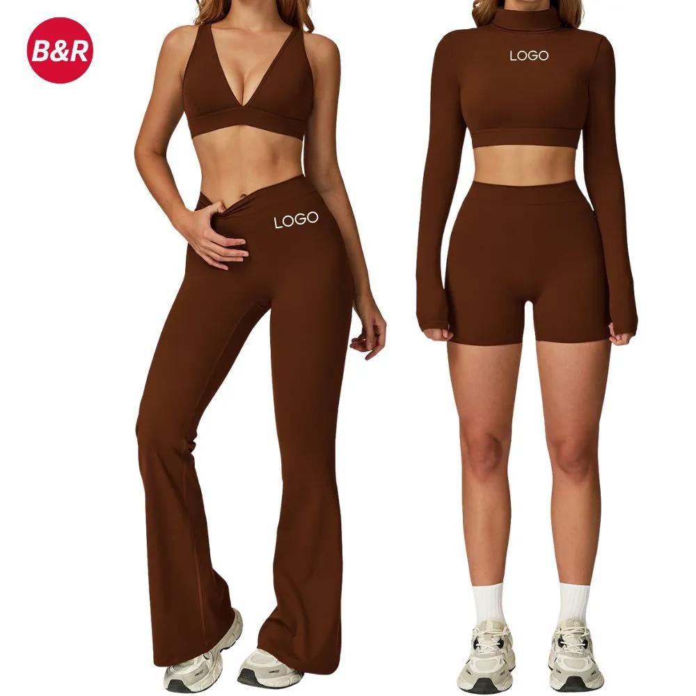 Brushed Yoga Outfit Set for Women Casual Versatile Tight Sportswear Two Piece Gym Clothing Outdoor Running Workout Tracksuit