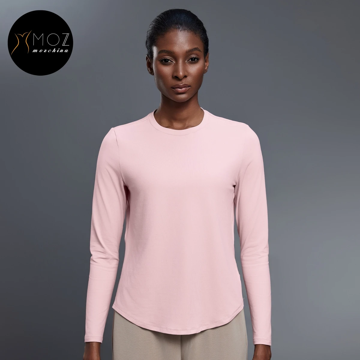 Fall Casual Yoga T-Shirt Round Neck Loose Fit Slimming Fitness Top Versatile Workout Long Sleeve Shirt for Women Athletic Wear