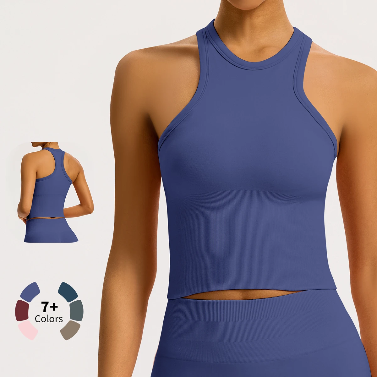 High Quality Women's Lightweight Breathable Seamless Tight Beauty Back Yoga Vest Sweat-Wicking Four-Way Stretch Slim Fit Crop