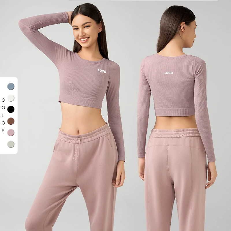 Women's Lightweight Long Sleeve Yoga Top Fall Winter Fitness Clothing High Elastic Breathable Soft Material Seamless Design