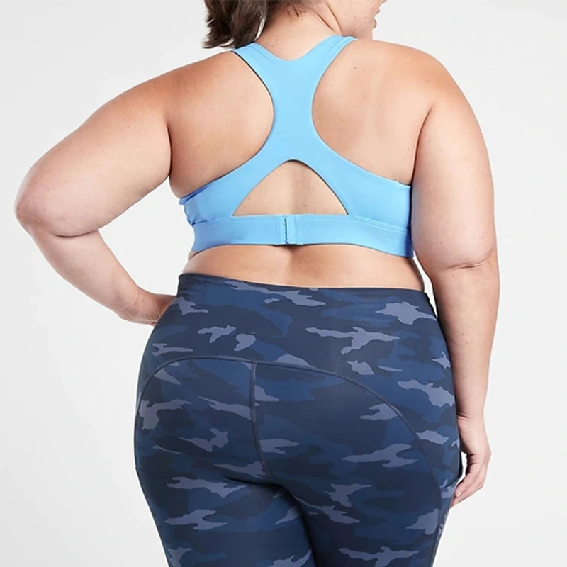 Women Soft Compression Medium Support Yoga Plus Size Breathable Quick Dry Nylon Sports Bra with Removable Cups Custom Bras
