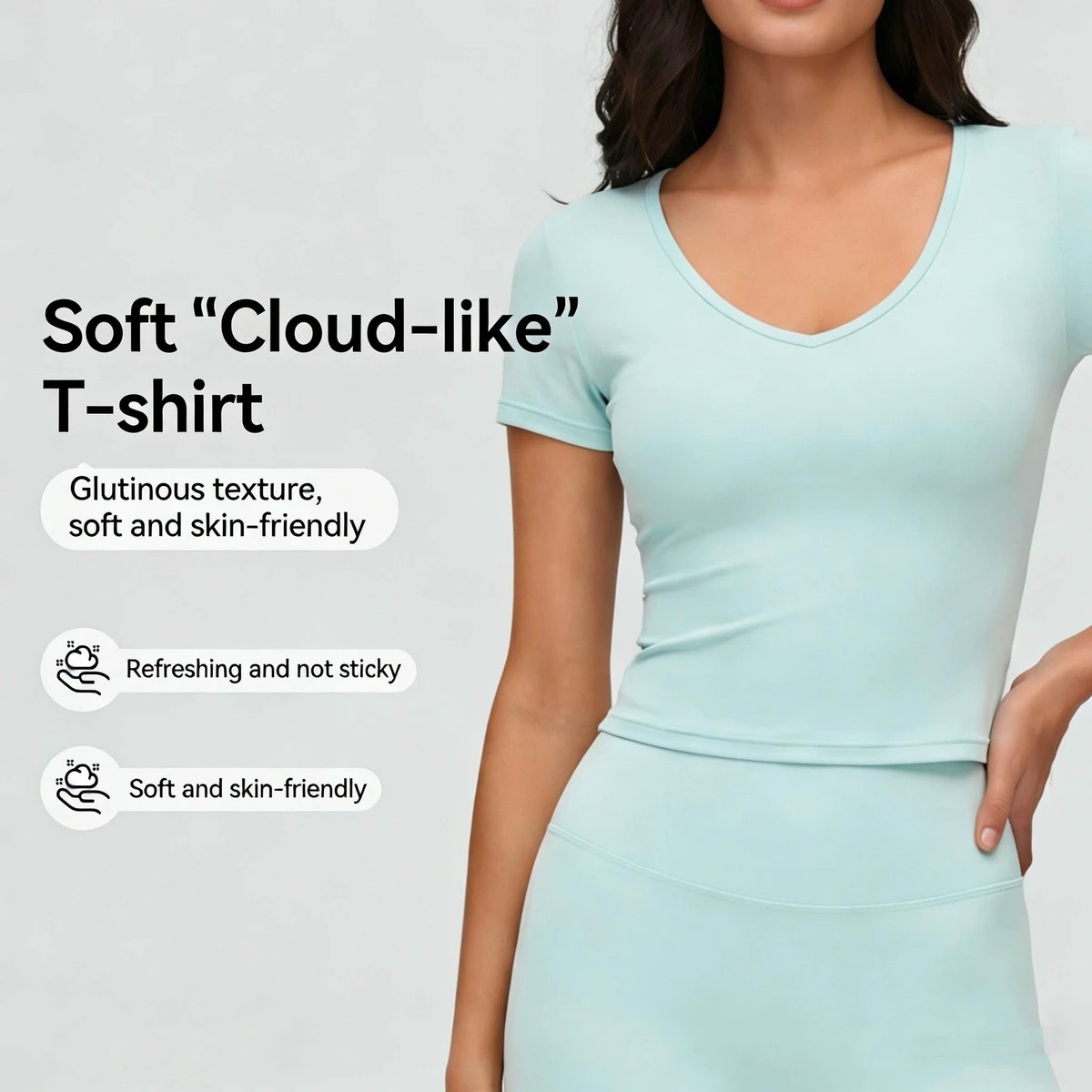 JCX Breathable V-neck Yoga Suit Short-sleeved Top Women's Slimming High-end Outer Wear Four-way Stretch Quick Dry Pilates