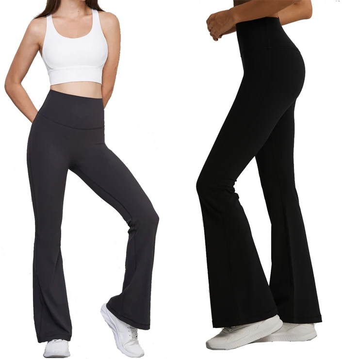 LOW MOQ High Waist Crotchless Buttery Soft Yoga Sports Flare Scrunch Custom Gym Leggings for Women