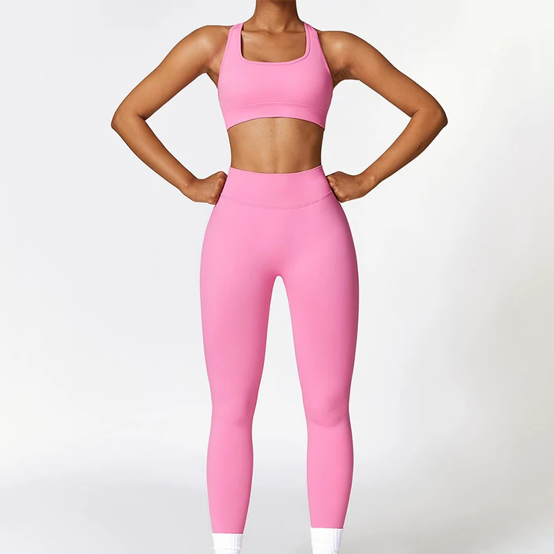 High Quality Customized Wholesale Price Women 2 Pieces Set Gym Fitness Wear Sports Bra and Legging Yoga Set for Women