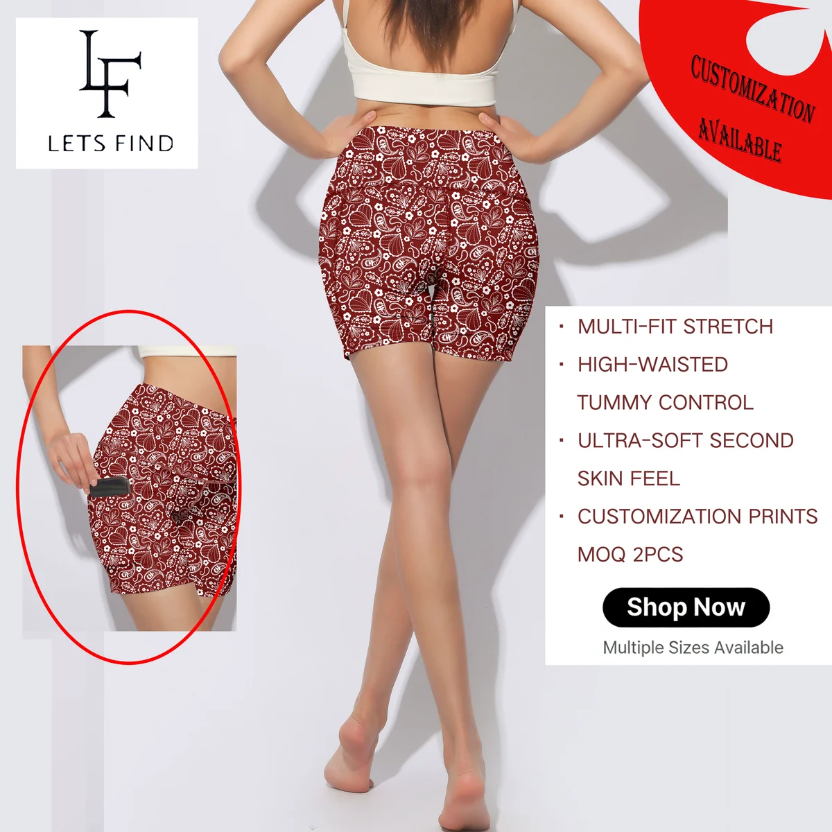 Lets Find New Style High Waisted Tummy Control Fitness Yoga Pants With Pockets, Plus-Size Women Clothing Of Customized Leggings