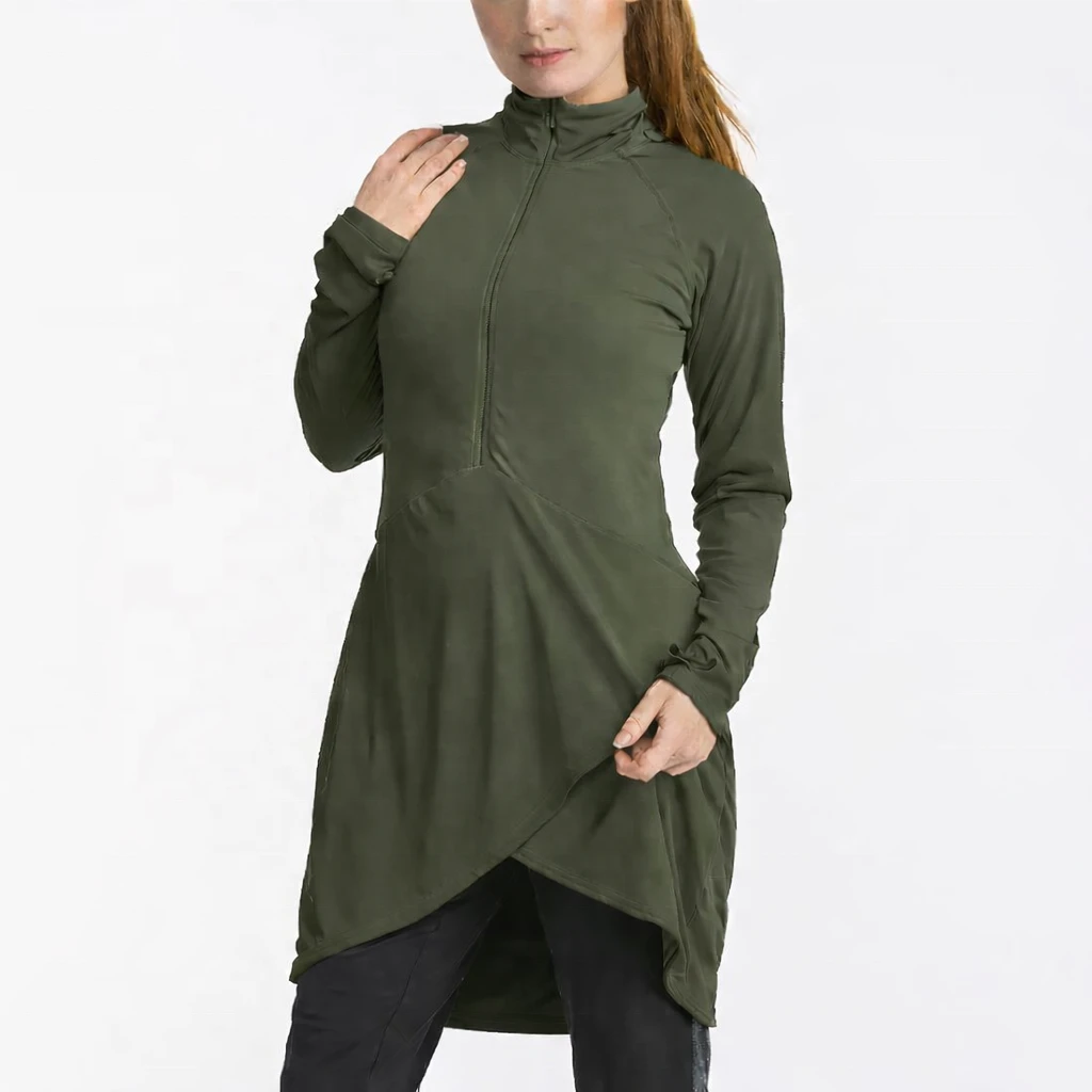 Arab Modest Ladies Active Wear Coverage Gym Tops Four Way Stretch Sportswear Quick-Drying Sweat-Wicking Anti-Bacterial