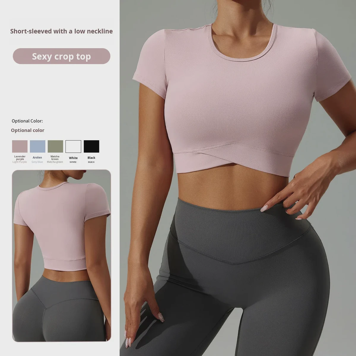 New Lightweight Plus Size Yoga Wear T-Shirt Women Summer Sexy Fashion Crop Top Neck Fitness Short Sleeve High Elastic Breathable