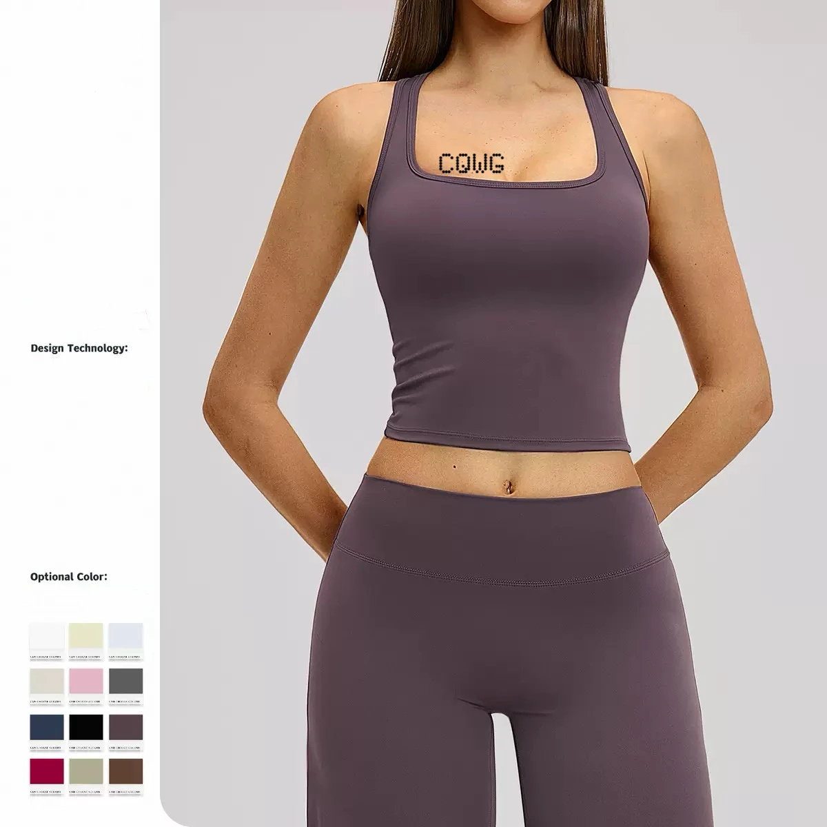 Brushed I-Shaped Sports Tank Top Women's Tight-Fitting Quick-Drying Nylon Spandex Dobby Fabric Running Fitness Yoga