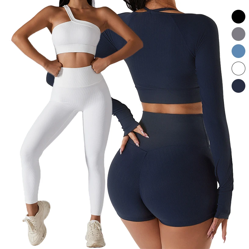 2022 New Arrival Hot Sale 6PCS Women Rib Gym Sports Wear Workout Fitness Clothing Yoga Activewear Sets